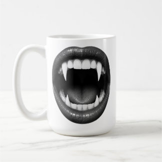 Taza De Café Colmillos de vampiro blancos negros gótico Hallowe