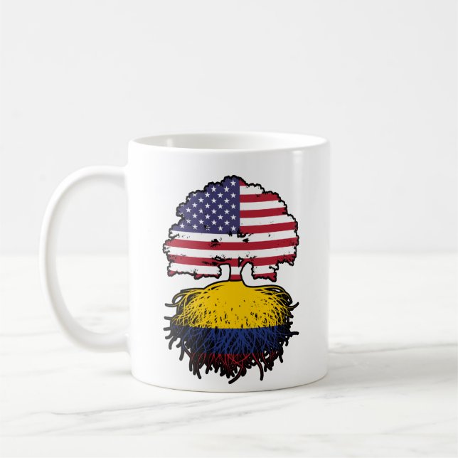 Taza De Café Colombia Bandera de raíces colombianas norteameric (Izquierda)