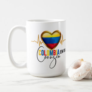 Taza De Café Colombia en mi Corazón Orgullo Colombiano 