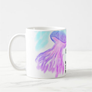 Taza De Café Color azul morado acuarela jellyfish pastel showe 