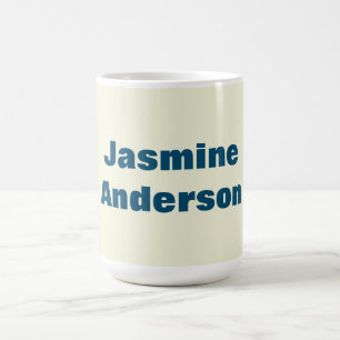 Taza De Café Color azul negrita del océano Minimalista beige mo