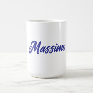 Taza De Café Color Azul Profundo Caligrafía Llana Moderna Propi