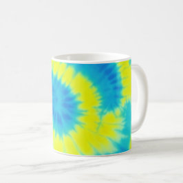 Taza De Café Color azul y amarillo de los dedos
