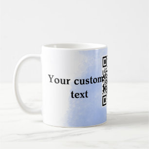 Taza De Café color de agua azul código de exploración QR agrega