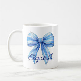 Taza De Café Color de agua blanco y azul costero personalizado
