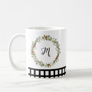 Taza De Café Color de agua de la flor verde roja negro verifica