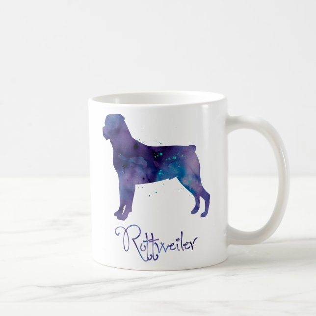 Taza De Café Color de agua de Rottweiler (Derecha)
