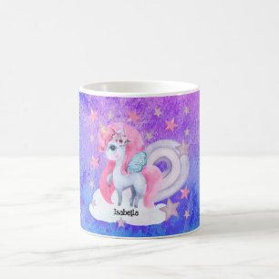Taza De Café Color de agua dulce arcoiris unicornio personaliza