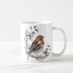 Taza De Café Color de agua gris marrón Robin Café de pájaro Mug