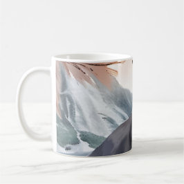 Taza De Café Color de agua Negro y blanco Fluffy Cat en la Natu