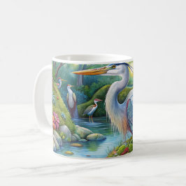 Taza De Café Color de agua original Gran Perla Azul Ave Muñoz