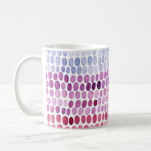 Taza De Café Color de agua rayado: Polka gris rosado