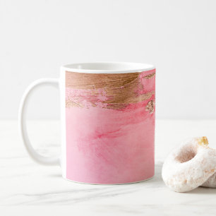 Taza De Café Color de agua rosa dorado abstracto elegante