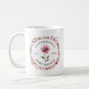 Taza De Café Color de agua rosa Flor silvestre Baby Shower