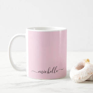 Taza De Café Color de nombre personalizado rosa rubor caligrafí