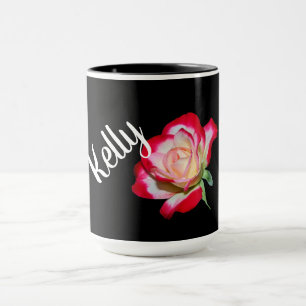 Taza de café color de rosa del monograma