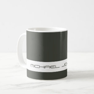 Taza De Café Color de tendencia gris oscuro del bosque - Nombre