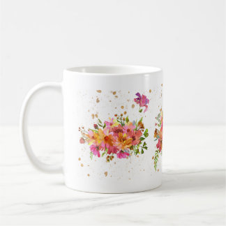 Taza De Café Color del agua Flor Luminoso Café Oro Mug