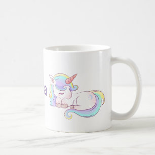 Taza De Café Color del arcoiris chica unicornio