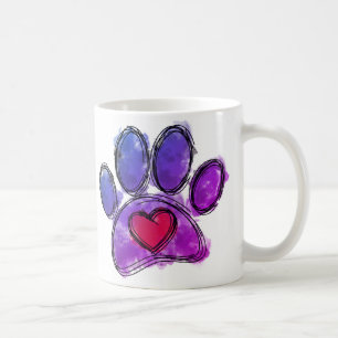 Taza De Café Color del dibujo del perro morado y azul