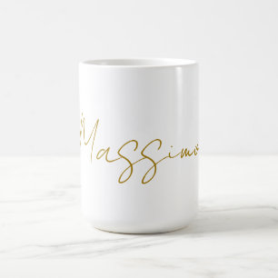 Taza De Café Color Dorado Caligrafía Elegante Nombre Plano