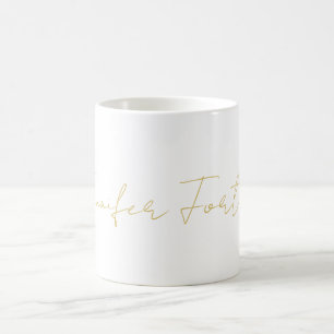 Taza De Café Color Dorado Caligrafía Elegante Sencillo Nombre S