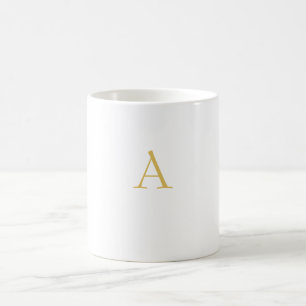 Taza De Café Color Dorado Monograma Profesional Personalizado