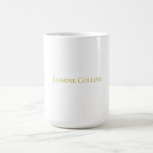Taza De Café Color Dorado Nombre Profesional Minimalista Simple