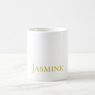 Taza De Café Color Dorado Nombre Profesional Minimalista Simple