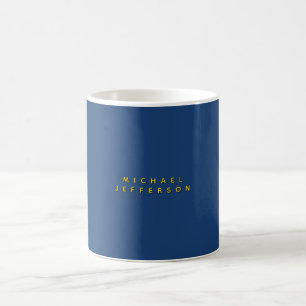 Taza De Café Color dorado y azul minimalista nombre moderno sim