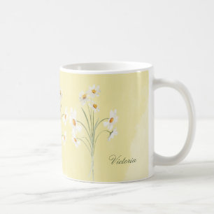 Taza De Café Color floral amarillo marrón blanco personalizado