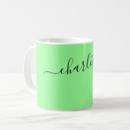 Taza De Café Color Menta Elegante Nombre Moderno Personalizado