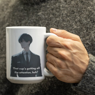 Taza De Café Color negro Carácter anime celoso
