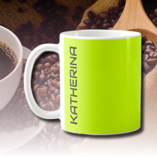 Taza De Café Color sólido amarillo neón Personalizado