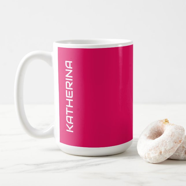 Taza De Café Color sólido de frambuesa | Clásico Personalizado (Con donut)