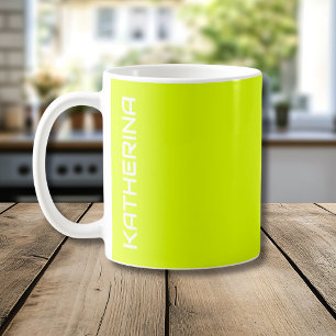 Taza De Café Color sólido Neon Chartreus   Clásico Personalizad