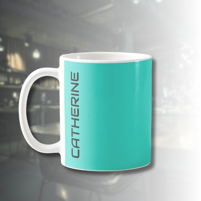 Taza De Café Color sólido turquesa personalizado (Subido por el creador)