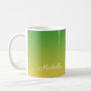 Taza De Café Color verde y amarillo oscuro personalizado