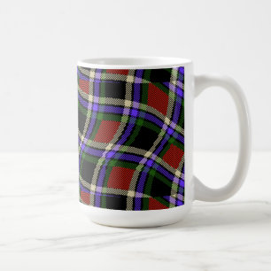 Taza De Café Color Wavy Tartán Patrón Verde Púrpura Rojo Blanco