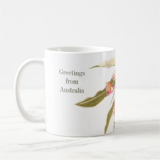 Taza De Café Coloración acuática rosa floral australiana