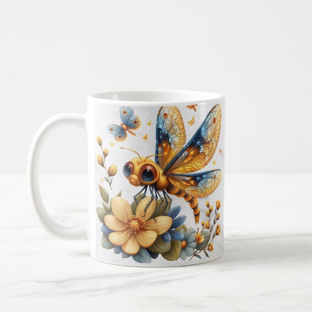 Taza De Café Coloración de agua personalizada Dragonfly Mug (Izquierda)