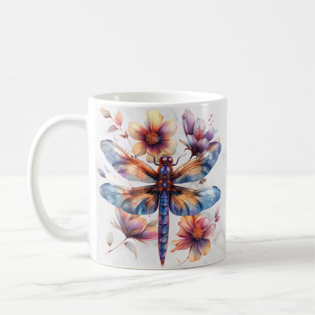 Taza De Café Coloración de agua personalizada Dragonfly Mug (Izquierda)