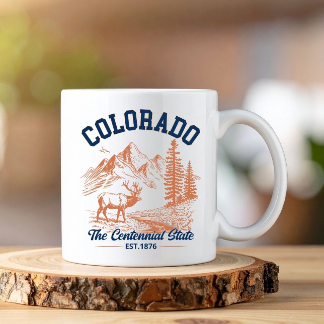 Taza De Café Colorado The Centennial State | Deer & Mountain (Subido por el creador)