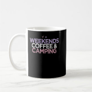 Taza De Café Colored Hearts Saying Funny Weekends Coffee & Camp