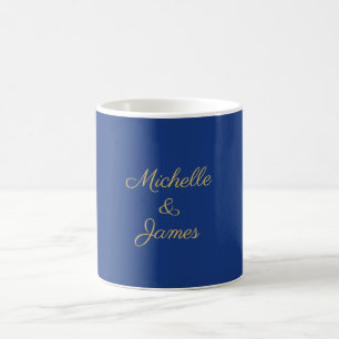 Taza De Café Colores Azul y Dorado Profesional Moderno de Moda