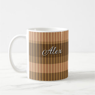 Taza De Café Colores beige marrón rayas patrón vertical