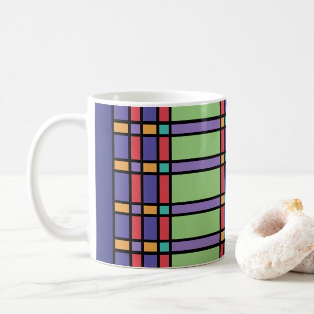 Taza De Café Colores brillantes de vidrio manchado (Con donut)