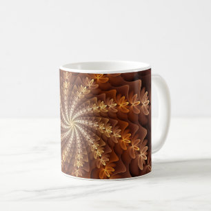 Taza De Café Colores cálidos, patrón de arte fractal trippy mod