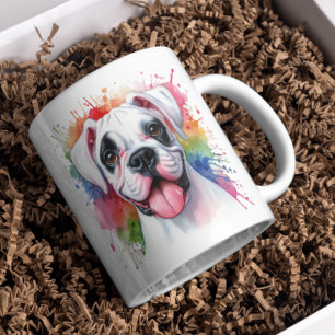 Taza De Café Colores de agua de perro de Boxer
