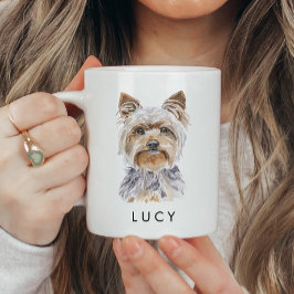 Taza De Café Colores de agua personalizados Yorkie Dog Lover Mu